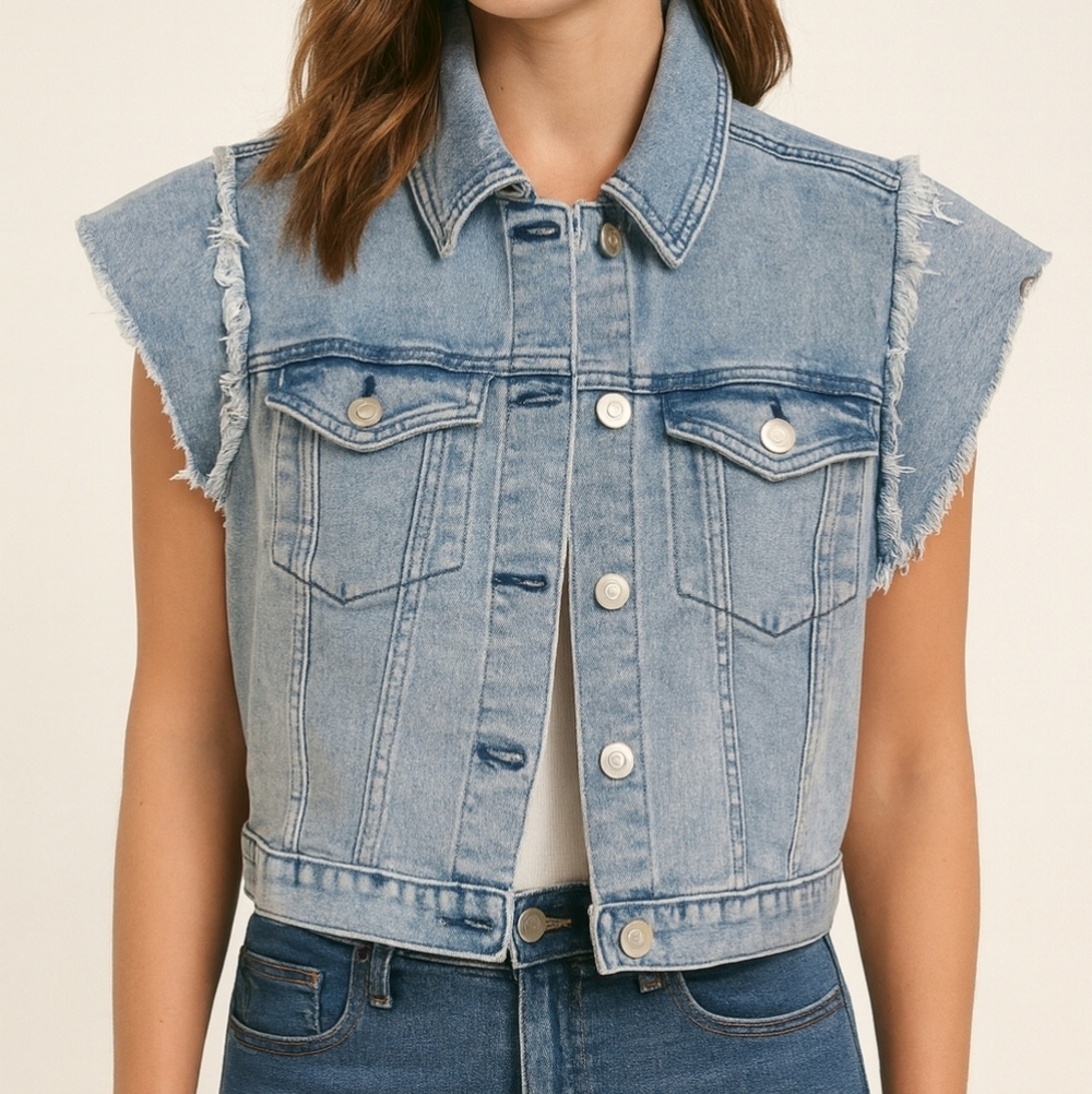 Alivia Ford Light Wash Denim Vest Jacket – Women’s Size Large